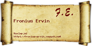 Fronius Ervin névjegykártya